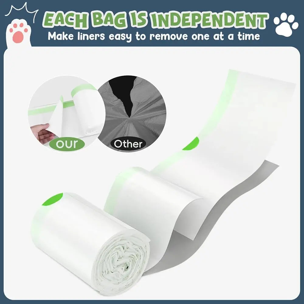 120-Count Cat Litter Box Robot Bags – 1.5 Mil Thick Waste Bags with Drawstring Closure, Compatible with Litter Box Robot 3 & 4