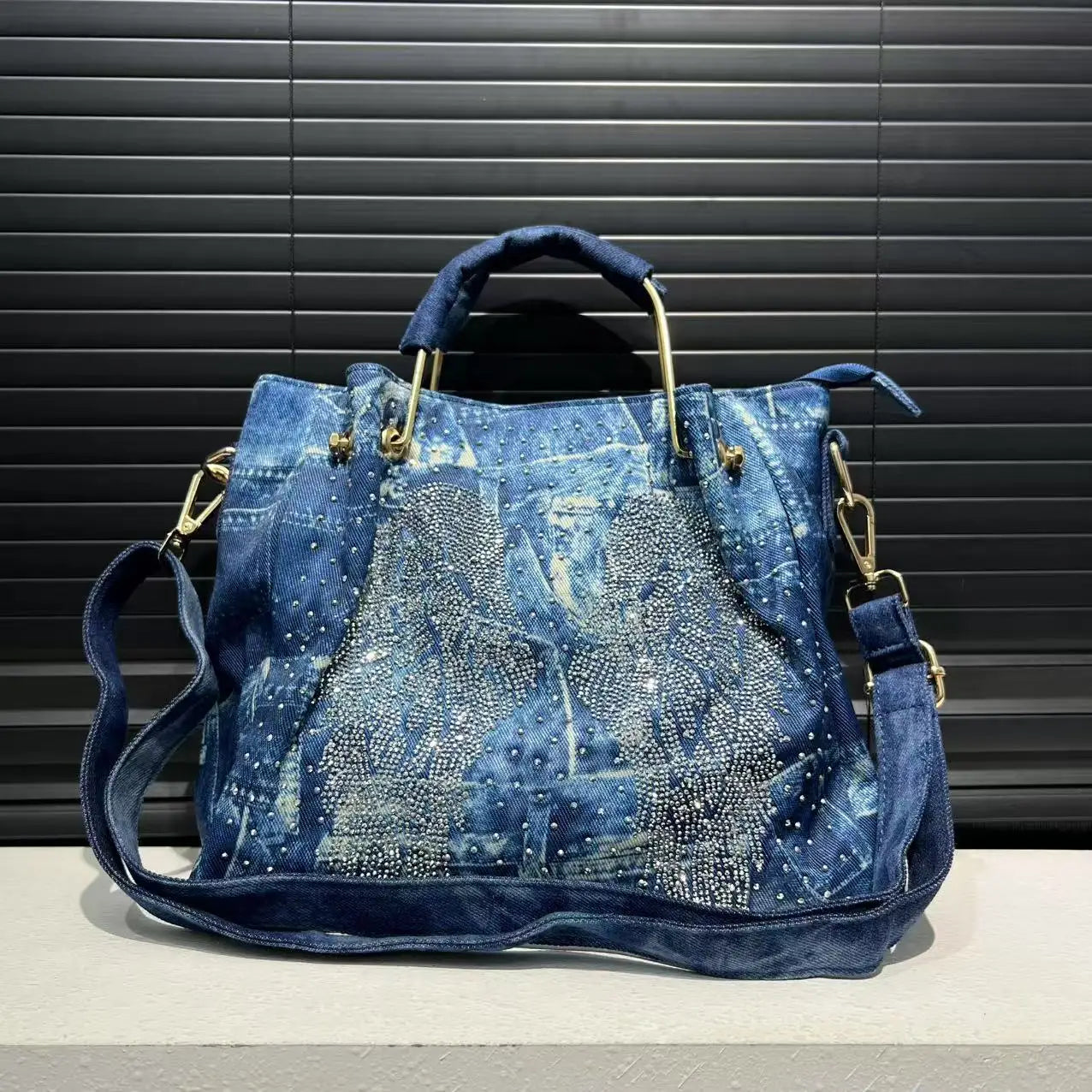 Stylish 2-Piece “Spicy Girl” Inlaid Shoulder Bag Set – Personalized Y2K Street-Style Handbags