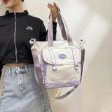 Color-Block Large Capacity Shoulder Bag – Casual School Tote for Women & Teens
