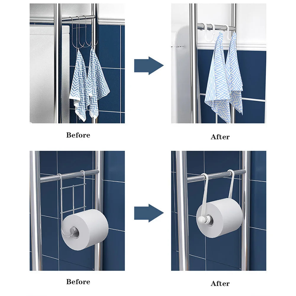 Metal Over-Toilet Storage Rack with Removable Towel Hooks & Paper Holder – Bathroom Organizer