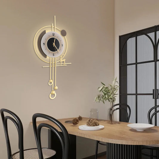 Modern LED Wall Clock – Large 35–70cm Gold Quartz Decorative Clock for Living Room & Indoor Home Décor ⏰✨
