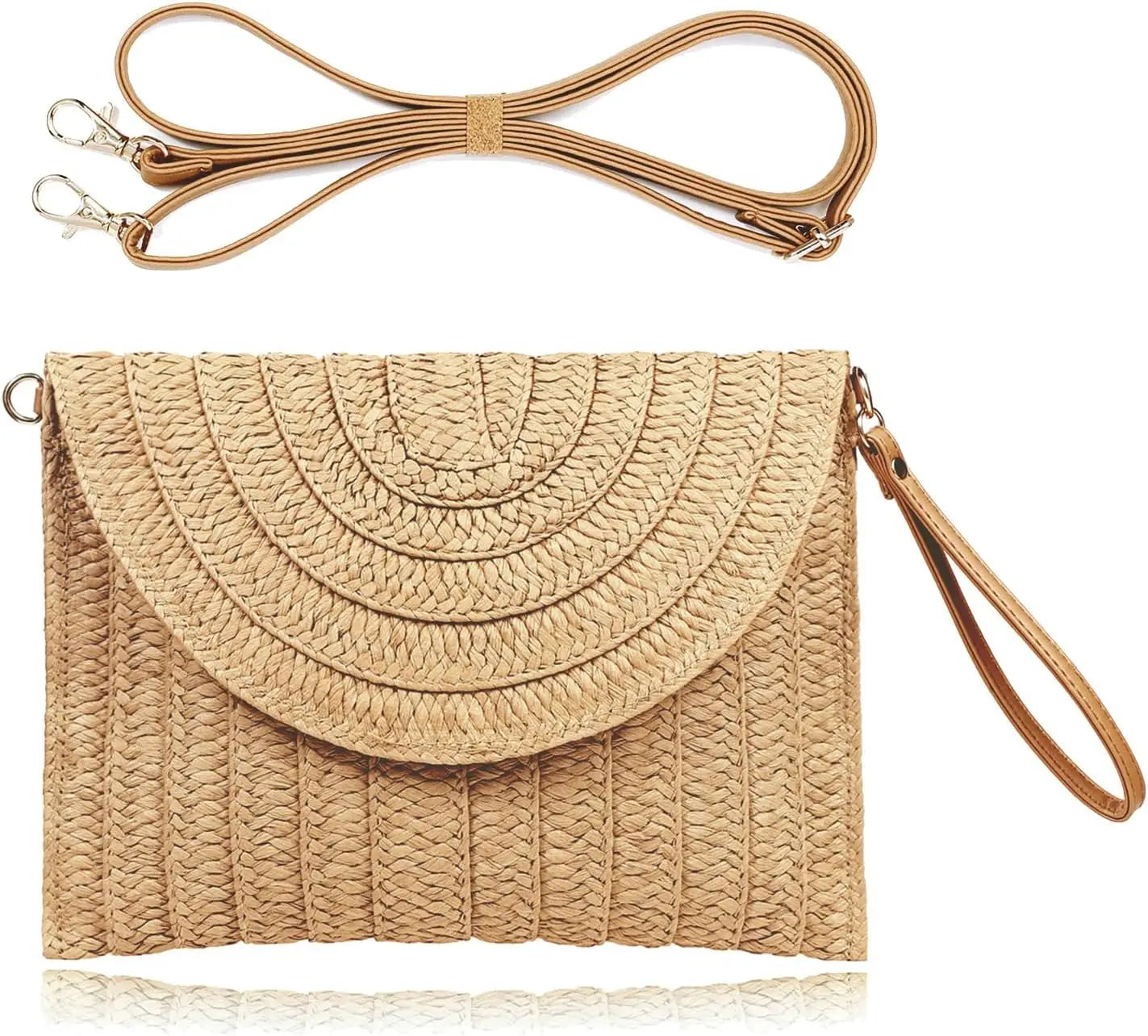 Women’s Woven Straw Envelope Clutch – Summer Beach Handbag & Casual Boho Purse for Vacations and Daily Use