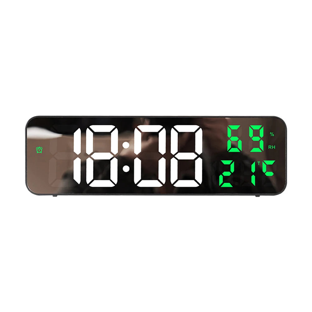 LED Digital Wall Clock – Large Screen Electronic Wall-Mounted Clock with Time, Temperature & Humidity Display