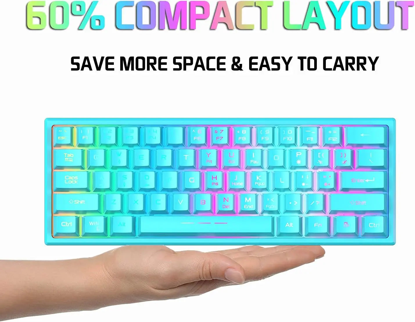 Mambasnake X Ziyou Lang T61 Wireless Gaming Keyboard and Mouse Combo – 61-Key Ergonomic Design with Rainbow LED Backlight