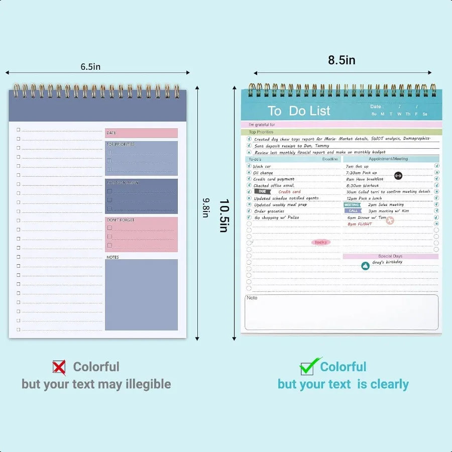 Spiral Bound To-Do List Notepad – 52 Undated Daily Planning Sheets 📋🖊️