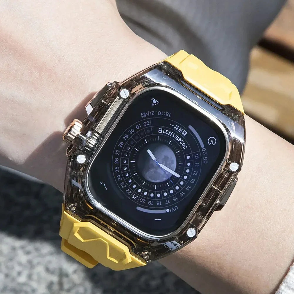 Apple Watch Modification Kit – Transparent Protective TPU Case + Strap for Ultra, Series 9/8/7/6/5/4 (45mm/44mm/49mm)