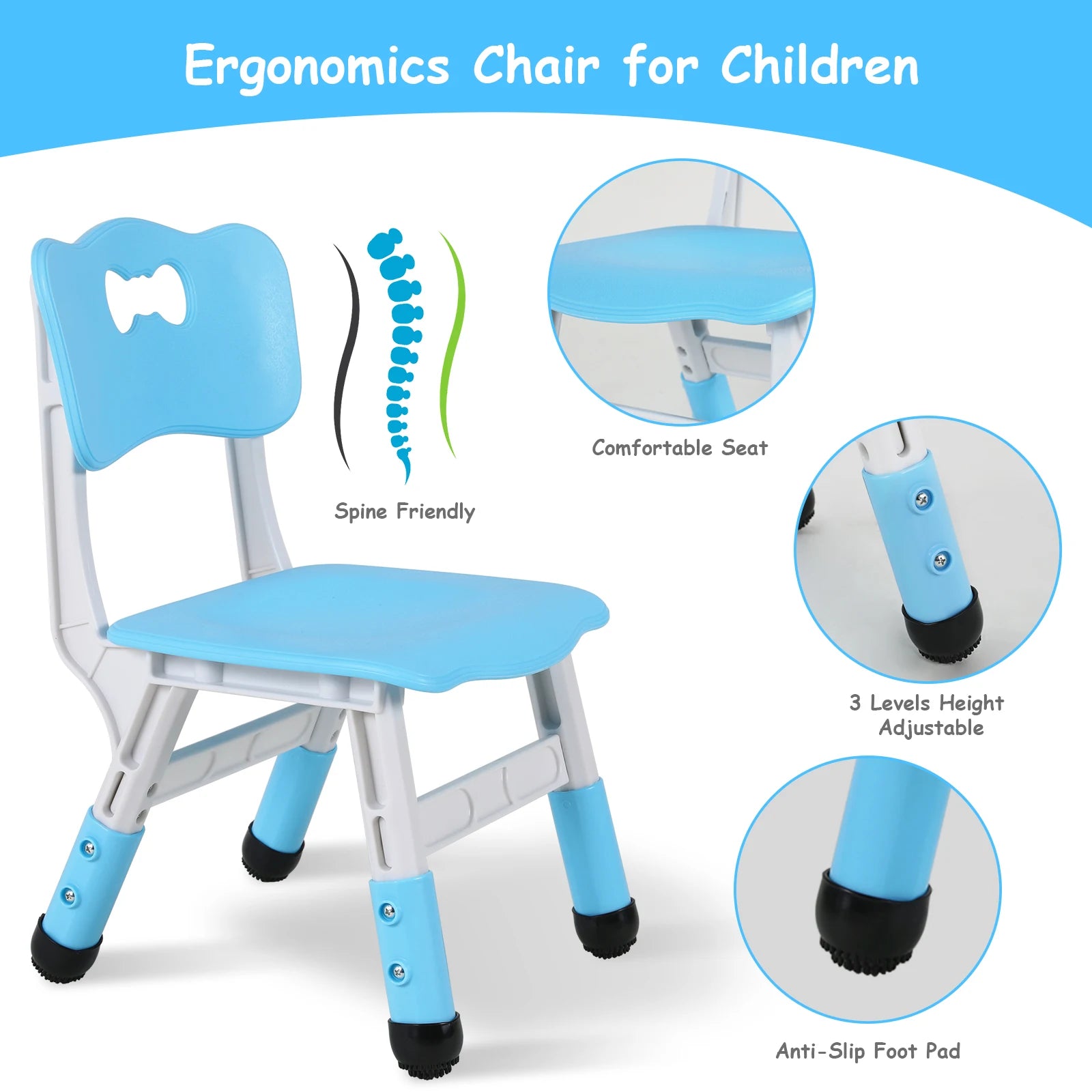 AOOU Kids Table & 4-Chair Set – Height Adjustable Multi-Activity Art & Study Table for Age 2-10 🎨