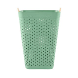 Square Elastic Laundry Basket – Grass Green Fabric Hamper with Handles & Elastic Top