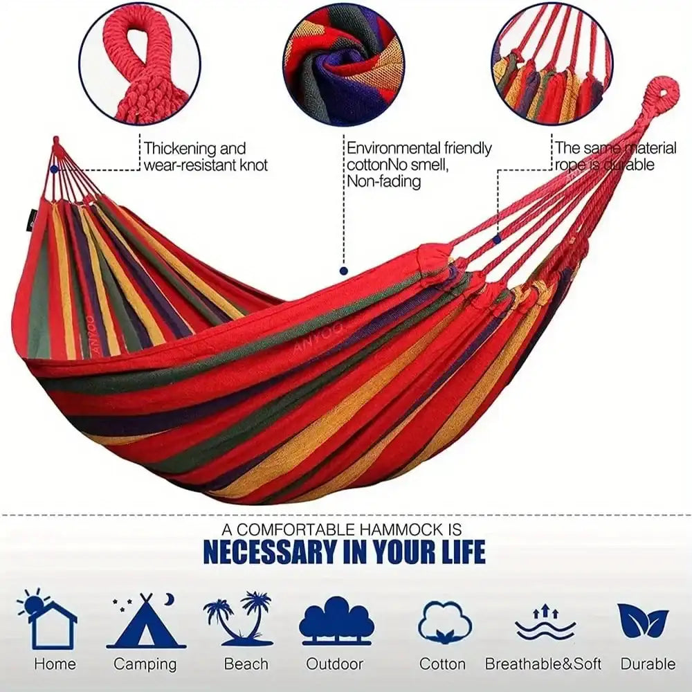 Outdoor Multi-Functional Hammock – Colorful Anti-Flip Garden Leisure Hammock with Tree-Friendly Straps