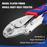 WORKPRO 2PCS Locking Pliers Set – CR-V Steel 7" Curved Jaw & 6.5" Long Nose Locking Pliers with Quick-Release Mechanism