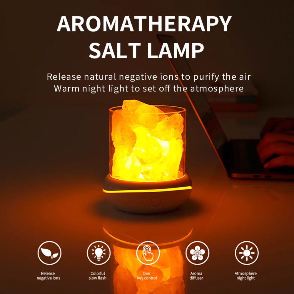 USB Powered Himalayan Salt Lamp – RGB Colorful Aroma Night Light for Bedside, Kids’ Room & Relaxing Home Decoration Gift