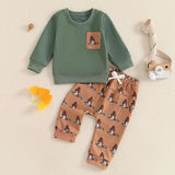 Toddler Boys Outfit Set – Long Sleeve Sweatshirt & Wild Duck Print Pants (2PCS)