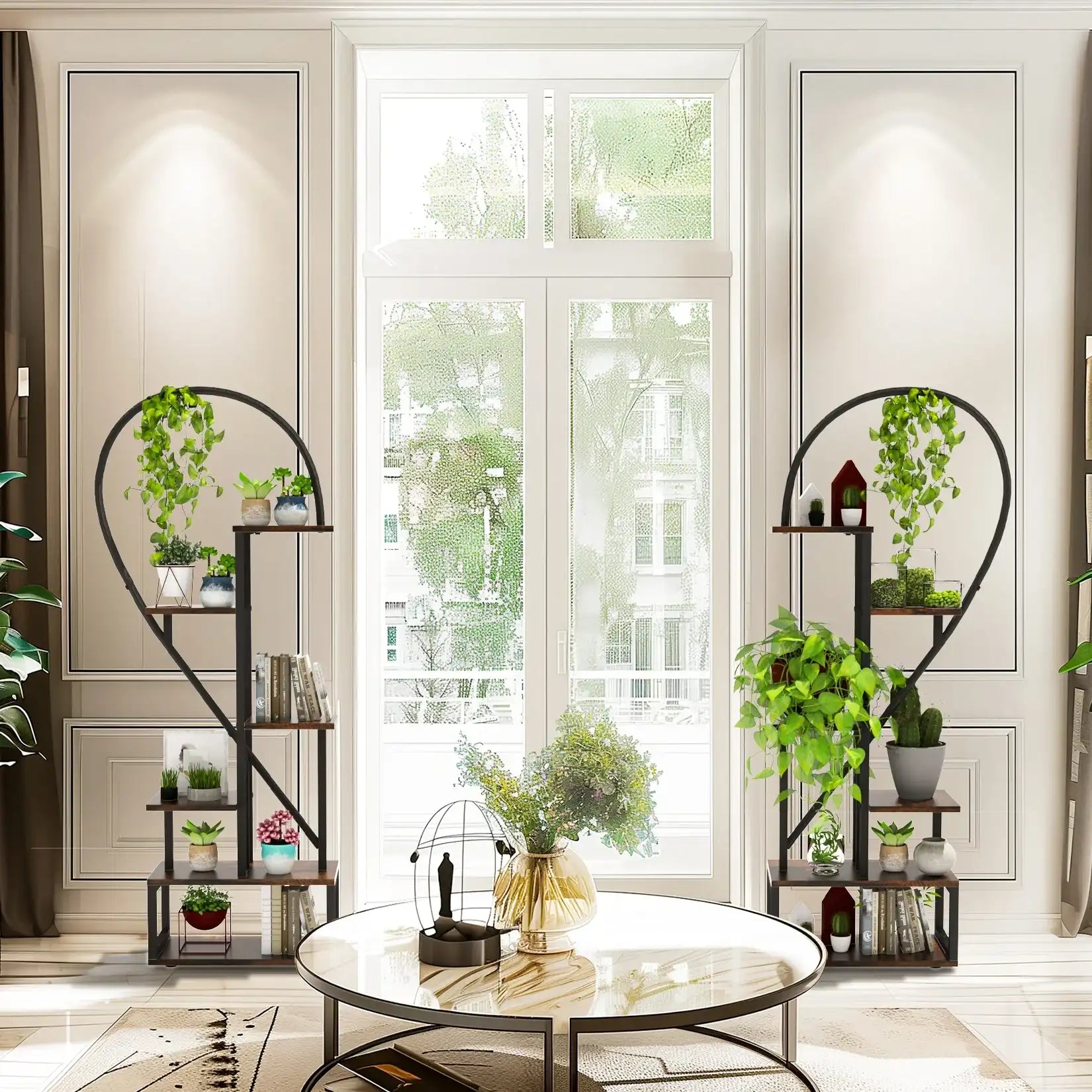 Heart-Shaped 6-Tier Metal Plant Stand Shelf – Indoor & Outdoor Display Rack for Plants