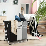 Dual-Compartment Fabric Laundry Basket – Colour-Coded Dark & White Sorting Hamper