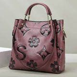 Women’s PU Leather Bucket Bag – Embossed Large-Capacity Shoulder Tote with Top Handle for Work, Shopping & Travel
