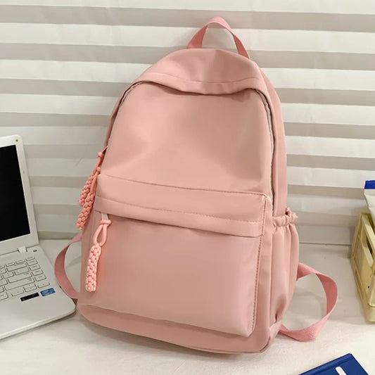 Women’s Nylon Stadium Backpack – Large-Capacity Casual Daypack | Solid-Color Ladies’ Student Bag for School & Outdoor Use
