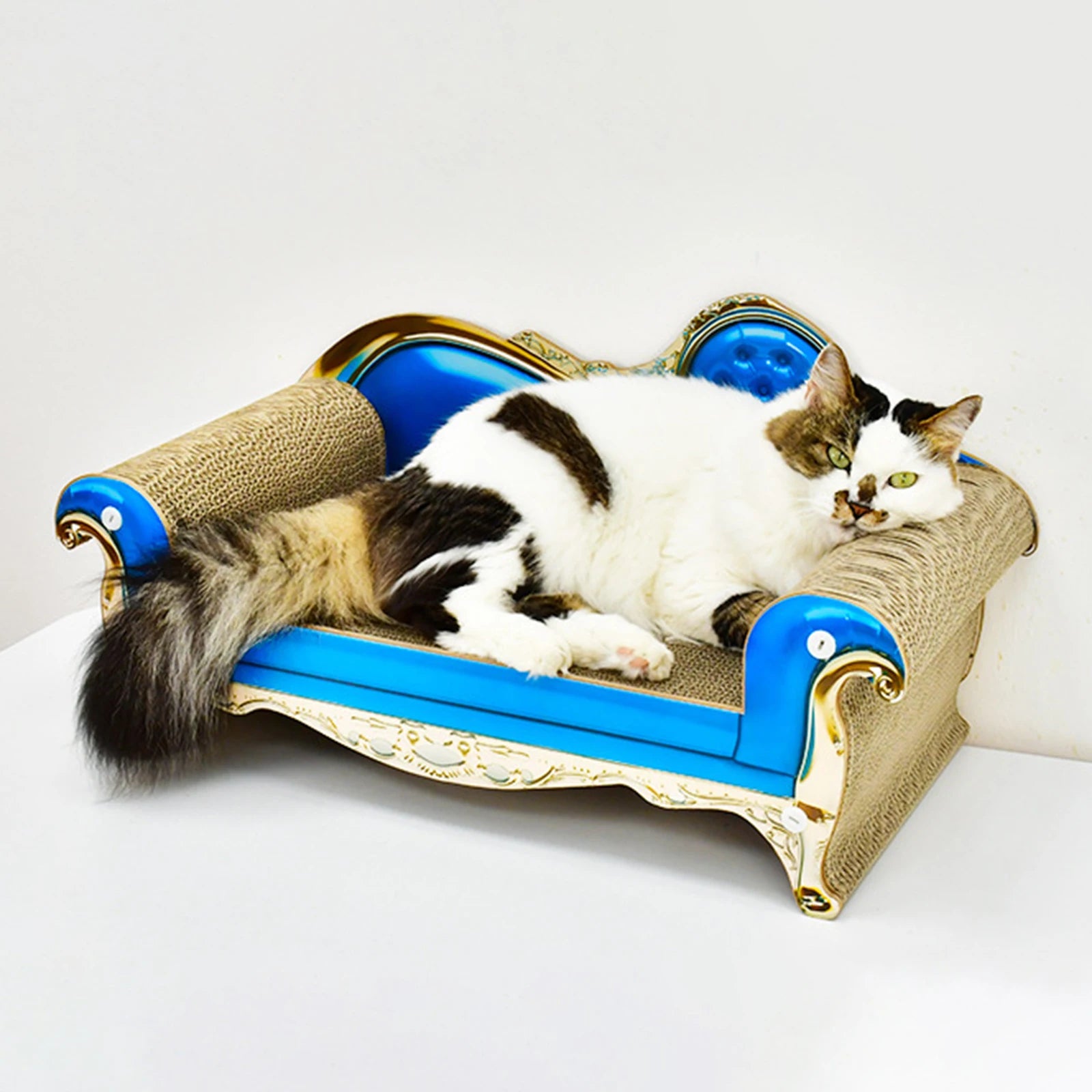 Miniature Sofa-Style Cardboard Cat Scratcher & Lounger – Vintage European Design