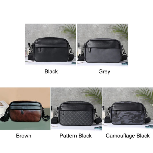 Men’s PU Leather Messenger Shoulder Bag – Square Design with Adjustable Strap for Daily, Travel & Versatile Wear