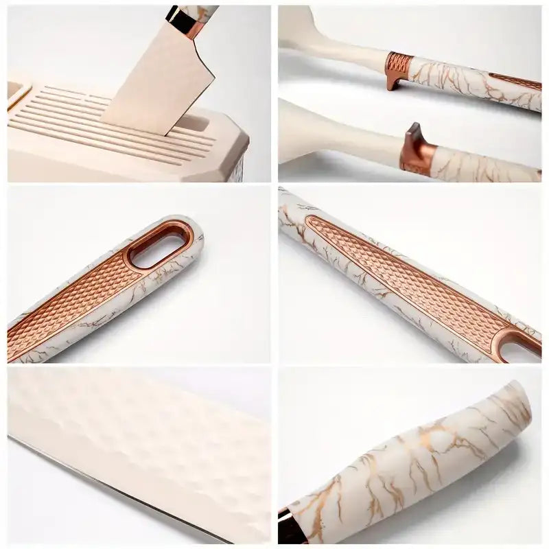 16-Piece Stainless Steel Kitchen Knife & Silicone Kitchenware Set – Bread Knife, Scissors, Peeler & Tool Res