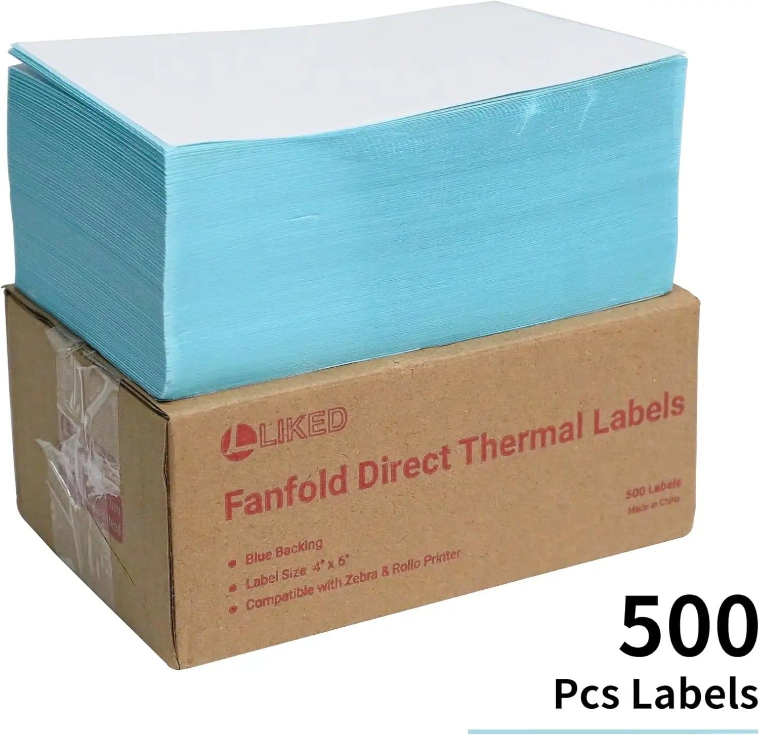 4 × 6″ Fanfold Direct Thermal Shipping Labels – 500-Pack with Perforation, Compatible with Zebra, Rollo & More