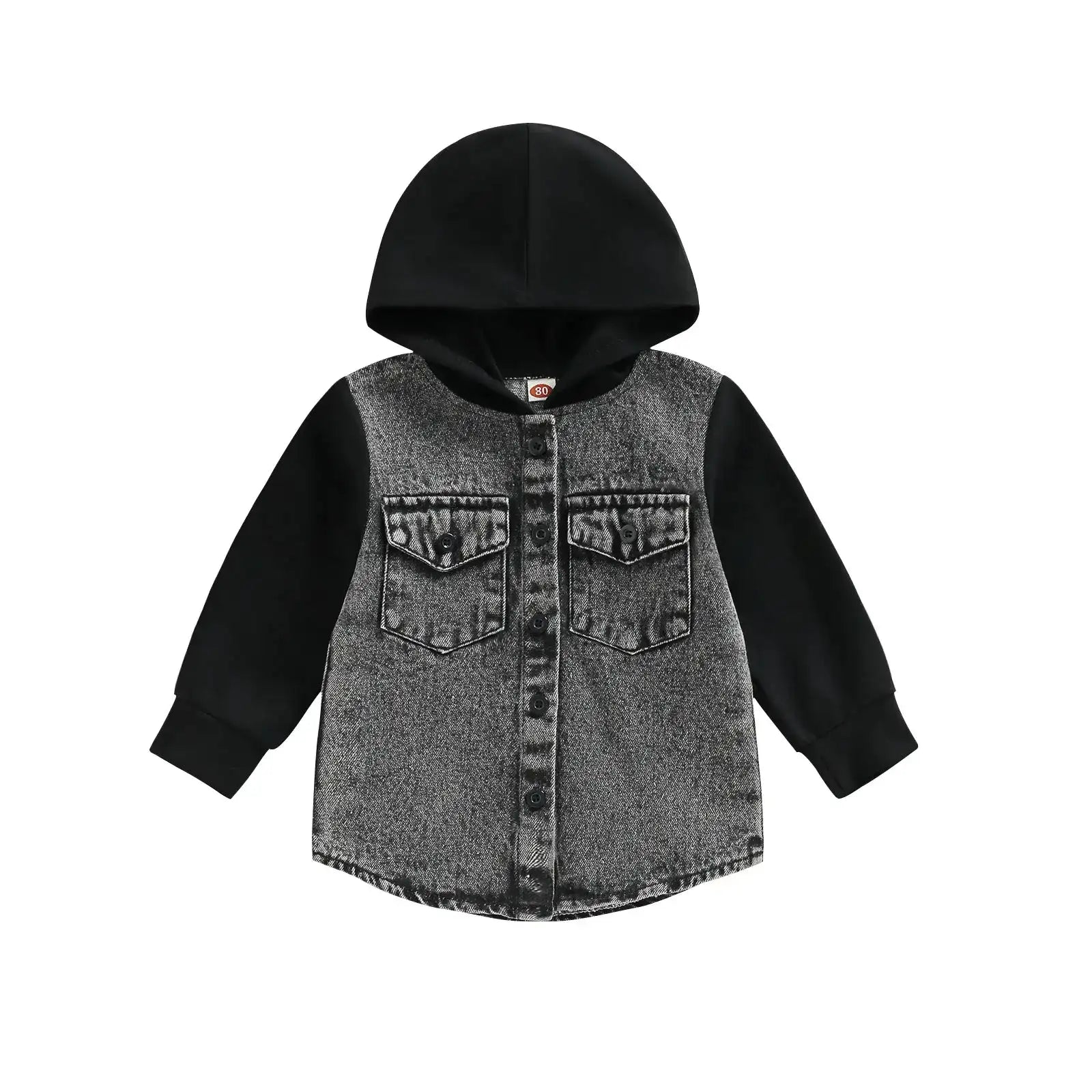 Patch-Detail Hooded Spring/Autumn Coat for Toddler Boys (Ages 1-4)