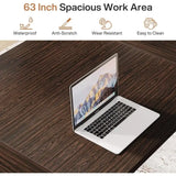 63″ Executive Desk – Large Computer Workstation with Thick Wooden Top & Heavy-Duty Metal Frame