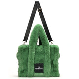 Women’s Fluffy Plush Tote Bag – Solid Color Soft Shoulder & Crossbody Shopper with Large Capacity for Work, Travel & Daily Use
