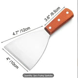 Set of 2 Large Stainless Steel Spatulas with Wooden Handles – Slotted & Solid Turner for Grilling, Iron-Plate, Pizza & Steak Cooking
