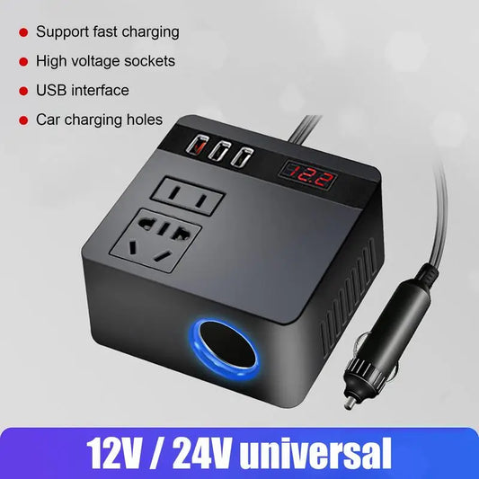 150W Car Power Adapter – Household Plug Outlet Converter & Quick Charger for Travel, Air Compressors & Car Accessories