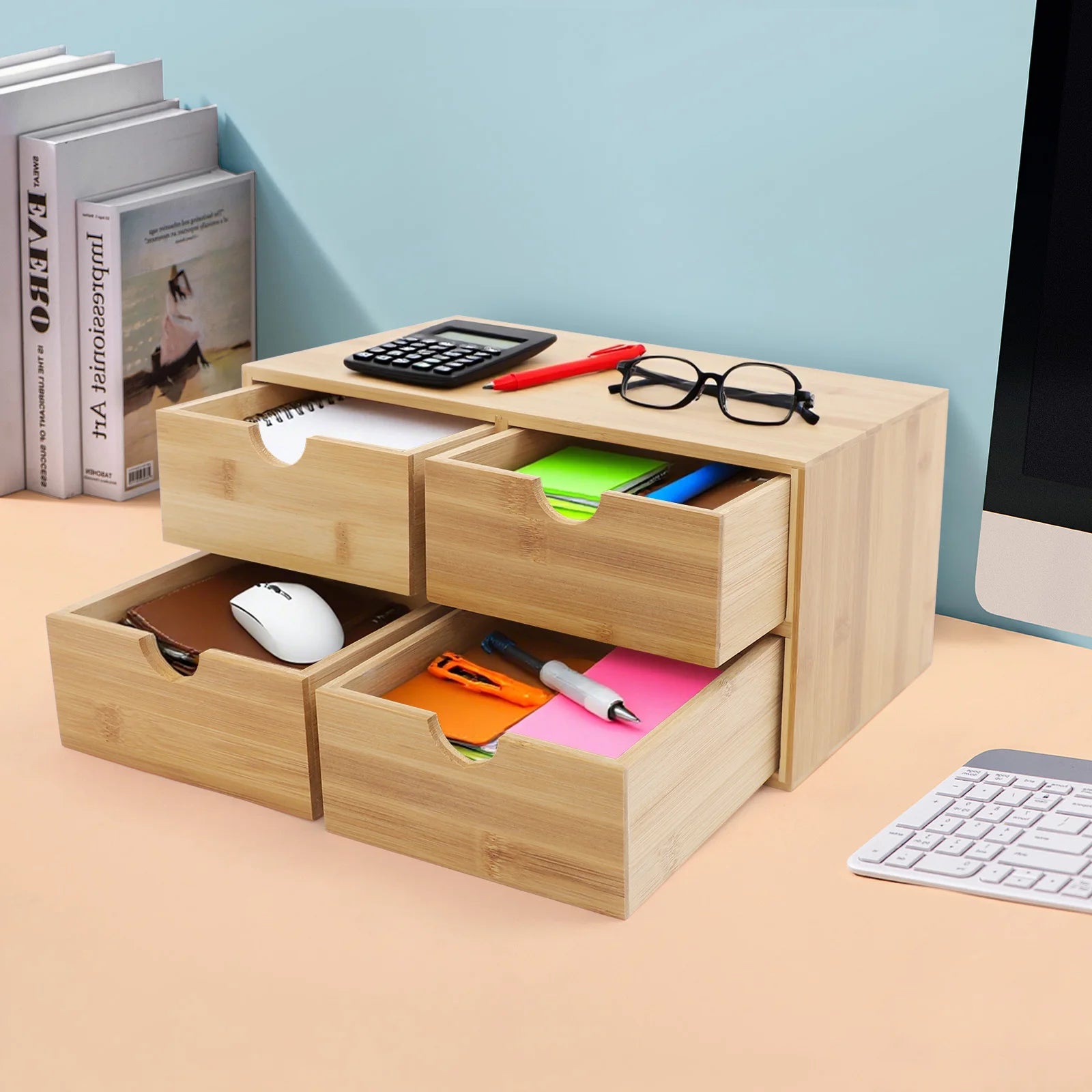 4-Drawer Desktop Organizer – Minimalist Storage Box for Office, Classroom & Study