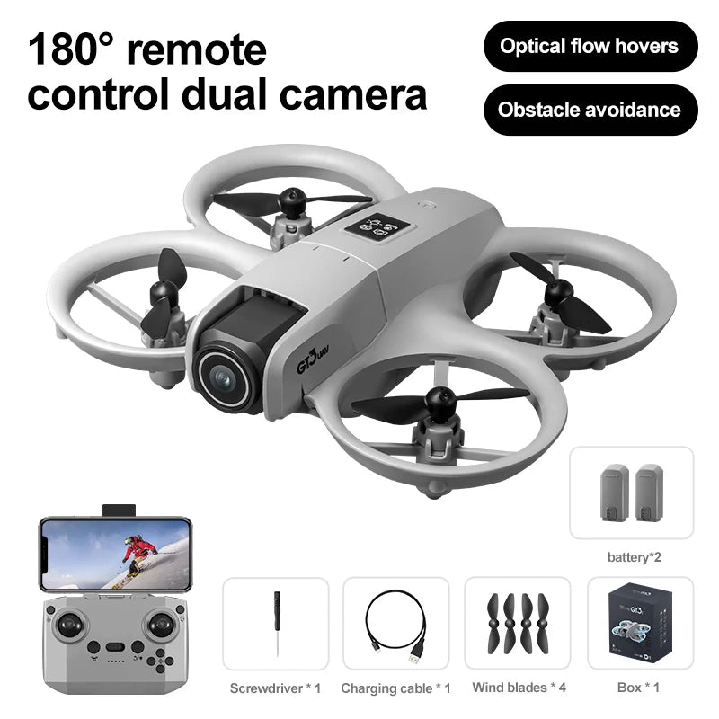 2025 GT3 Drone – HD Dual Camera, 180° Upward Shooting, Obstacle Avoidance & Foldable Design