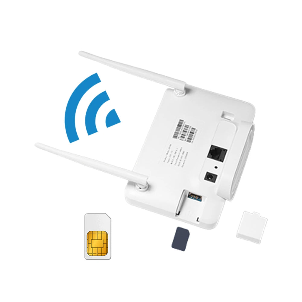 4G LTE CPE Router Modem – 300Mbps High-Speed WiFi Router with External Antennas & SIM Card Slot (EU Plug)