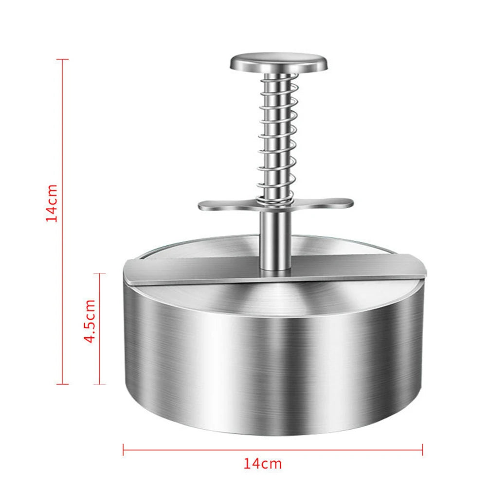 Stainless Steel Burger Patty Maker with Detachable Handle – Non-Stick Mold for Kitchen & Grilling