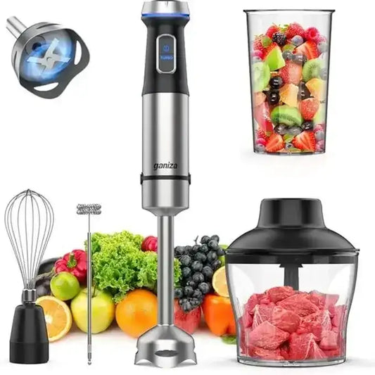 Aidot Ganiza 5-in-1 Immersion Hand Blender – 16 Speed Stainless Steel Handheld Blender with Attachments