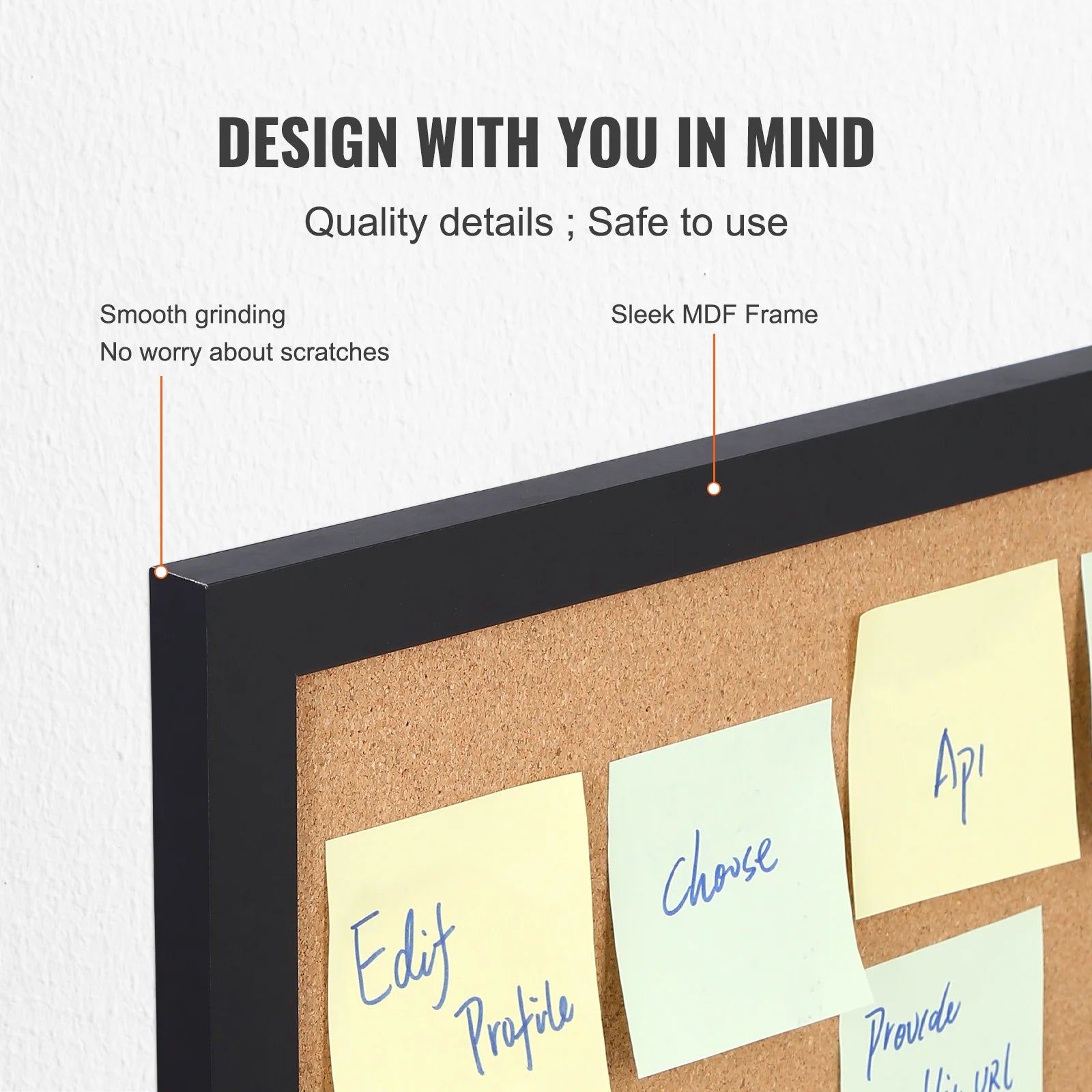 VEVOR Cork Board Bulletin Board – 36 x 24 / 24 x 18 in Vision Board with MDF Frame & Push Pins