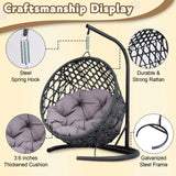 Cat Swing Bed with Stand – Indoor Hanging Egg Chair with Cushion, Rattan Wicker Style Swinging Pet Bed for Cats & Small Dogs