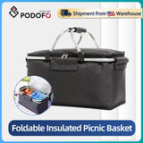 PO Duo 30L Foldable Insulated Picnic Basket – Portable Cooler Bag for Camping, Beach, Travel & Family