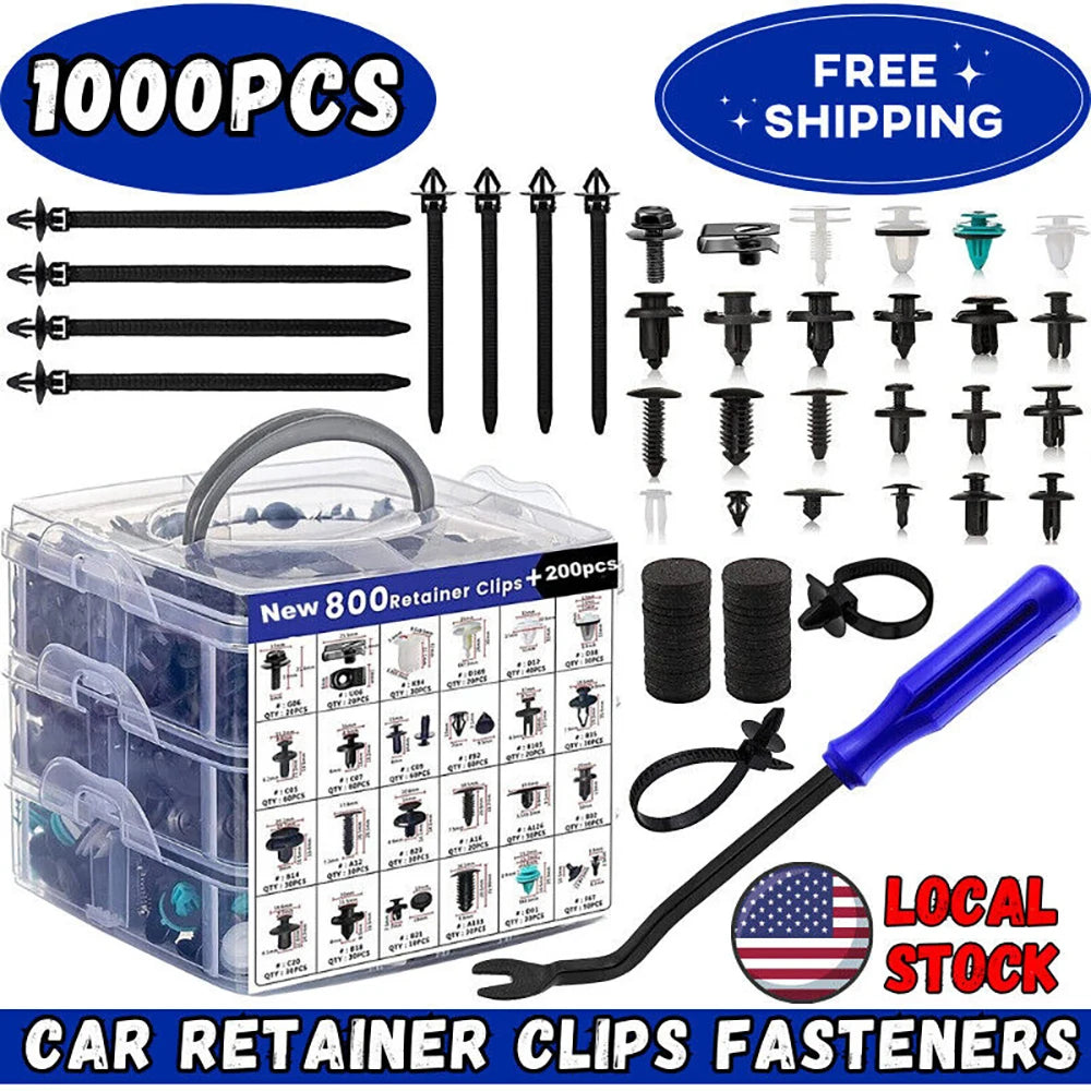 Automotive Retainer Clips & Rivet Fastener Kit – Includes Remover Tool (+ GM, Ford, Toyota, Honda Support)