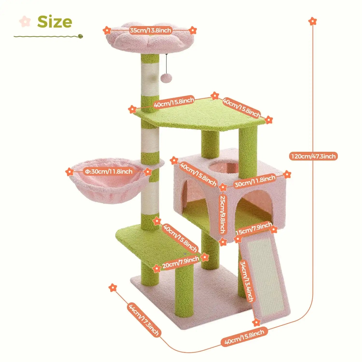 Flower Cat Tree – Multi-Level Cat Tower with Sisal-Covered Scratching Posts, Cute Cat Condo & Top Perch for Indoor Small & Medium Cats