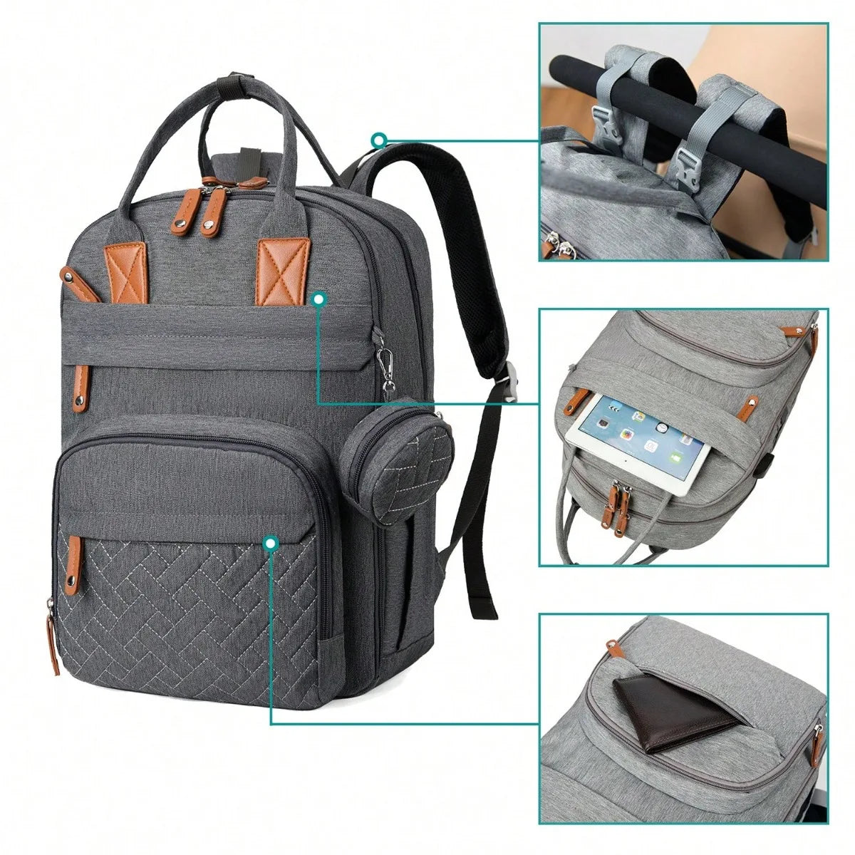 Diaper Bag Backpack with Pacifier Case – Maternity Baby Nappy Changing Bag | Newborn Essentials & Baby Registry Gift