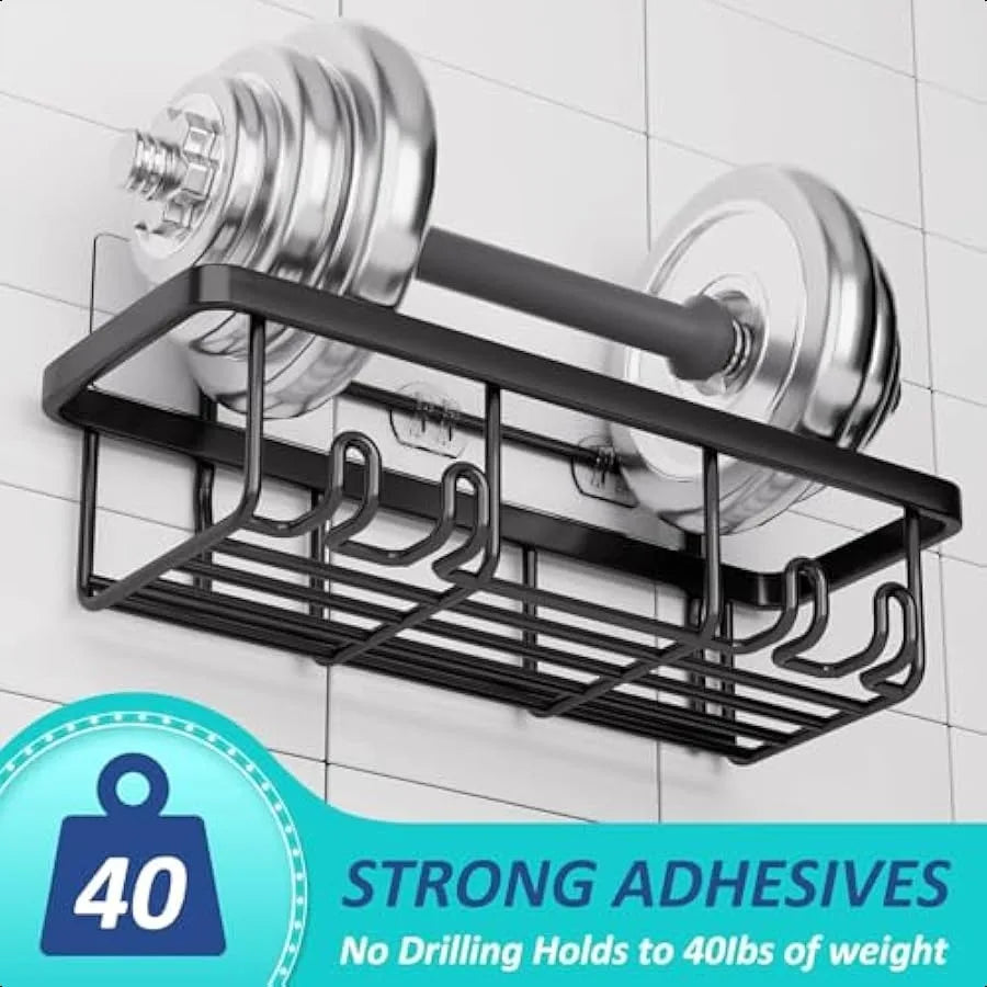 6-Pack Adhesive Shower Caddy Set – Large Capacity No-Drill Rust-Proof Wall-Mounted Shelves