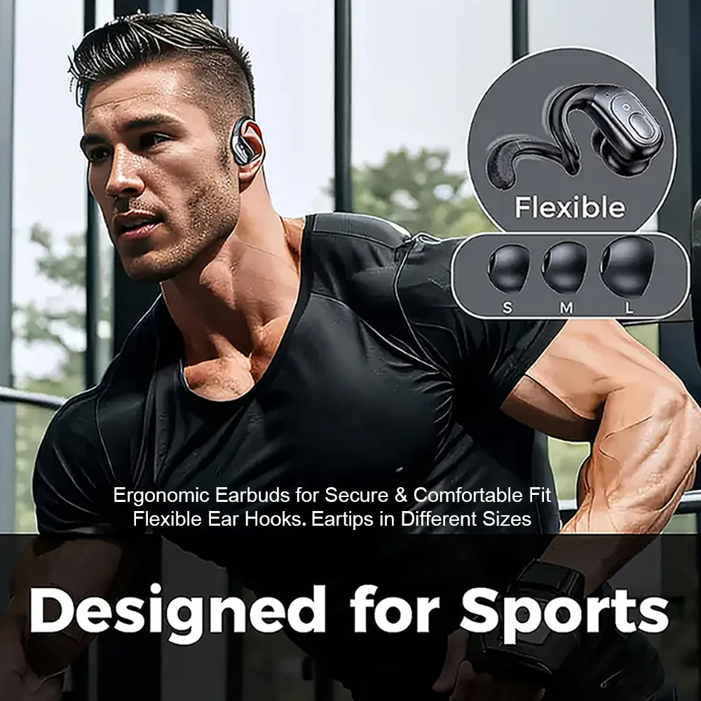 GREATWALL TWS Wireless Earphones – Bluetooth 5.3, Sports Ear-Hook, HD Calls & Noise Reduction