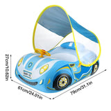 Baby Swim Float for 1-Year-Old – Sports Car Shape Inflatable Ring with Steering Wheel & Sunshade