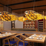 Luvodi 2PCS Large Fish-Shaped Wooden Weaving Chandeliers – Artistic Ceiling Lights for Home & Restaurant 🐟✨