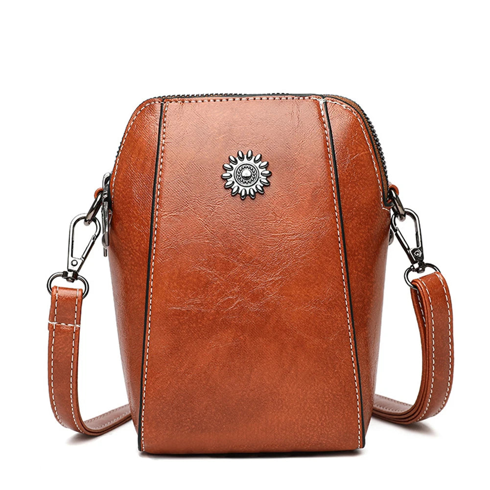 Women’s Retro PU Crossbody Bag — Waterproof Scratch-Resistant Phone Wallet Messenger Purse