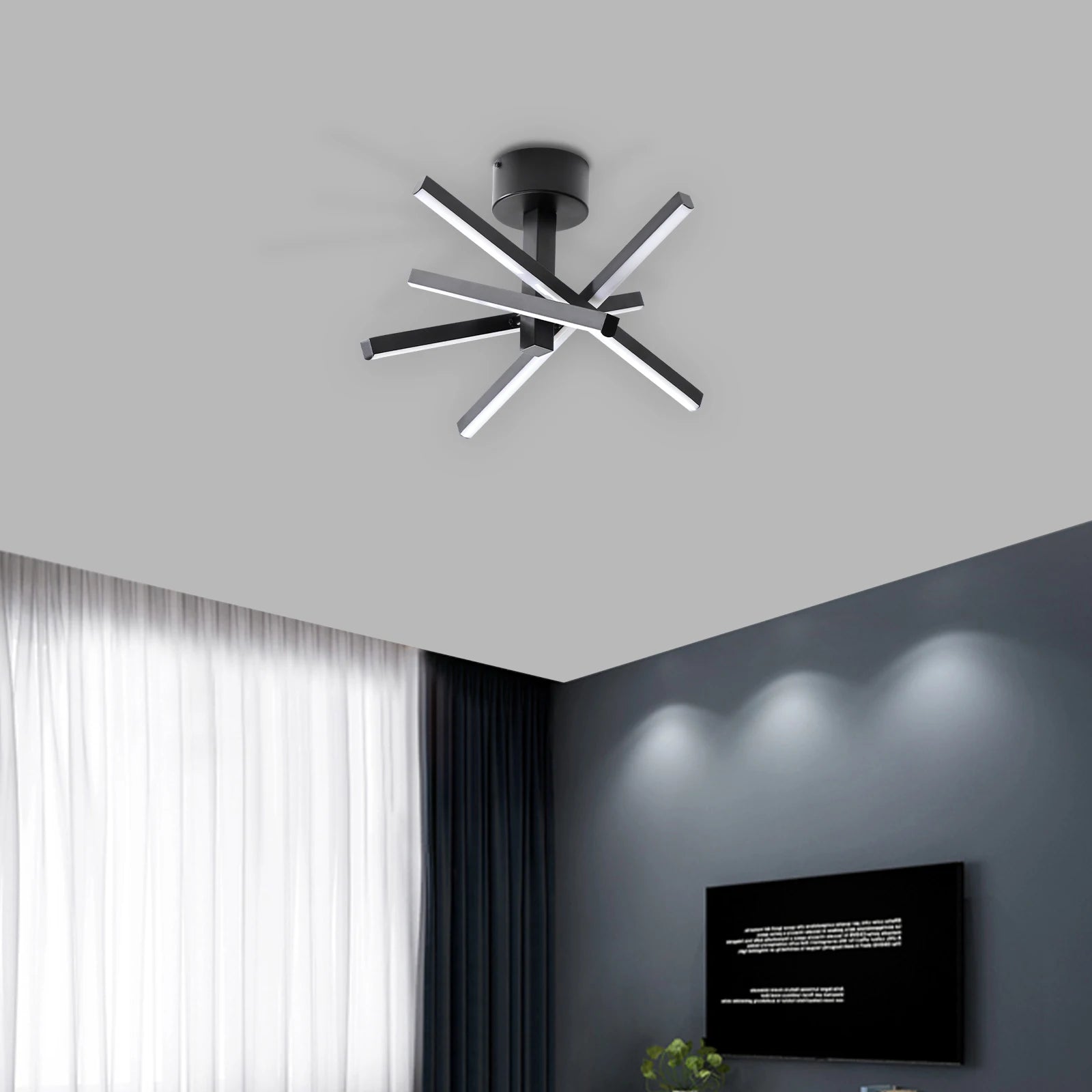 Modern Black LED Semi-Flush Mount Ceiling Light – Stylish Lighting for Corridor, Staircase & Attic