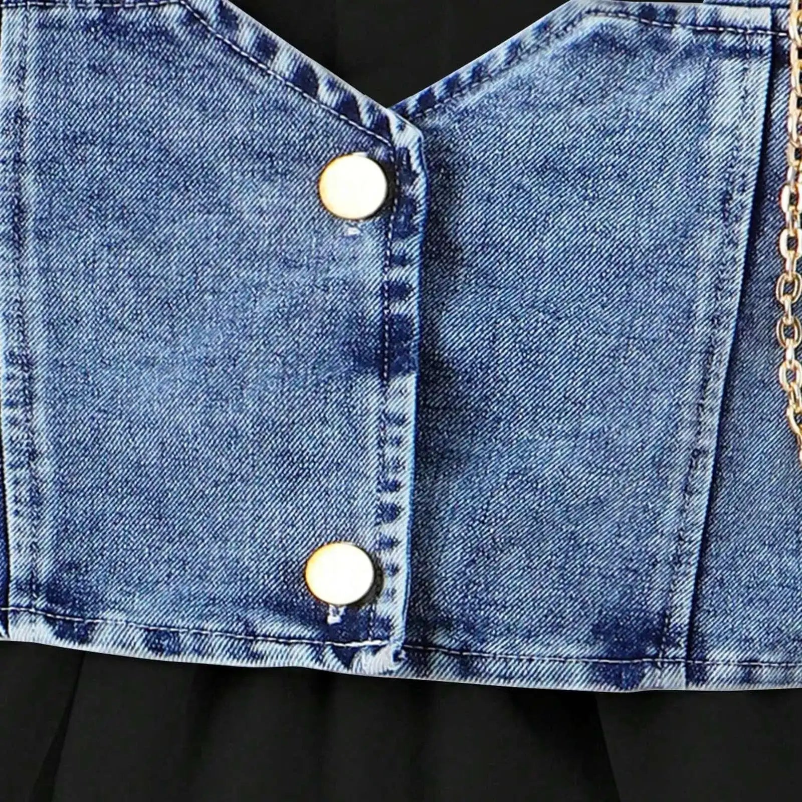 Denim Vest & Short‑Sleeve Shirt Dress 2‑Piece Set for Girls