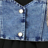 Denim Vest & Short‑Sleeve Shirt Dress 2‑Piece Set for Girls