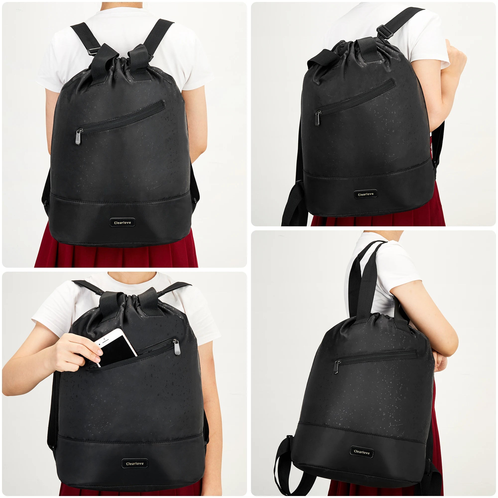 Composite Nylon Outdoor Backpack – Lightweight Reflective Bundle-Pocket Daypack | Black Travel & Hiking Bag