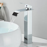 Matte Black Waterfall Basin Faucet – Deck‐Mounted Single Lever Brass Mixer Tap